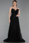 Robe de Soirée Longue Dantelle Noir ABU6229