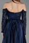 Robe de Soirée Longue Satin Bleu Marine ABU6230