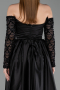 Robe de Soirée Longue Satin Noir ABU6230