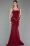 Robe de Soirée Grande Taille Longue Rouge Bordeaux ABU6248