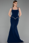 Robe de Soirée Grande Taille Longue Bleu Marine ABU6248