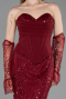Robe de Soirée Longue Perlé Rouge Bordeaux ABU6232