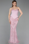 Robe de Soirée Longue Perlé Poudre ABU6232