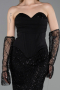 Robe de Soirée Longue Perlé Noir ABU6232
