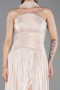 Robe de Soirée Longue Mousseline Beige ABU6233