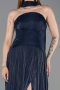 Robe de Soirée Longue Mousseline Bleu Marine ABU6233