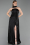 Robe de Soirée Longue Mousseline Noir ABU6233