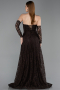 Robe de Soirée Longue Dantelle Brun ABU6229