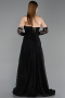 Robe de Soirée Longue Dantelle Noir ABU6229