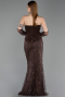 Robe de Soirée Longue Perlé Brun ABU6232