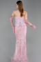 Robe de Soirée Longue Perlé Poudre ABU6232