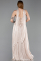 Robe de Soirée Longue Mousseline Beige ABU6233