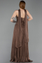 Robe de Soirée Longue Mousseline Brun ABU6233