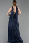 Robe de Soirée Longue Mousseline Bleu Marine ABU6233