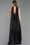 Robe de Soirée Longue Mousseline Noir ABU6233