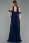 Robe Grande Taille Longue Mousseline Bleu Marine ABU6247
