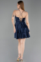 Robe de Cérémonie Courte Satin Bleu Marine ABK2640
