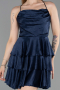 Robe de Cérémonie Courte Satin Bleu Marine ABK2640