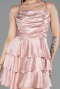 Robe de Cérémonie Courte Satin Poudre ABK2640