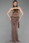 Robe de Soirée Longue Perlé Brun ABU6234