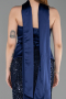 Robe de Soirée Longue Perlé Bleu Marine ABU6234