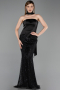 Robe de Soirée Longue Perlé Noir ABU6234
