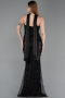 Robe de Soirée Longue Perlé Noir ABU6234