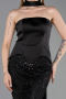 Robe de Soirée Longue Perlé Noir ABU6234
