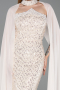Robe de Soirée Longue Perlé Beige ABU6236