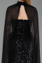 Robe de Soirée Longue Perlé Noir ABU6236