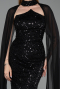 Robe de Soirée Longue Perlé Noir ABU6236