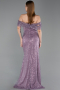 Robe de Soirée Longue Squameuse Lavande ABU6237