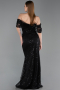 Robe de Soirée Longue Squameuse Noir ABU6237