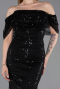 Robe de Soirée Longue Squameuse Noir ABU6237