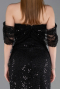 Robe de Soirée Longue Squameuse Noir ABU6237