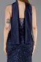 Robe de Soirée Longue Perlé Bleu Marine ABU6238