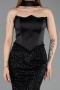 Robe de Soirée Longue Perlé Noir ABU6238