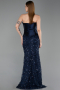 Robe de Soirée Longue Squameuse Bleu Marine ABU6242