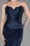 Robe de Soirée Longue Squameuse Bleu Marine ABU6242