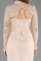 Robe de Soirée Longue Dantelle Beige ABU6207