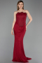 Robe de Soirée Longue Dantelle Rouge Bordeaux ABU6207
