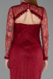 Robe de Soirée Longue Dantelle Rouge Bordeaux ABU6207