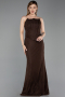 Robe de Soirée Longue Dantelle Brun ABU6207