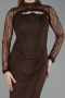 Robe de Soirée Longue Dantelle Brun ABU6207