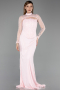 Robe de Soirée Longue Dantelle Poudre ABU6207