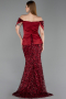Robe de Soirée Longue Squameuse Rouge Bordeaux ABU6243