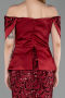 Robe de Soirée Longue Squameuse Rouge Bordeaux ABU6243