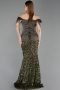 Robe de Soirée Longue Squameuse Kaki ABU6243