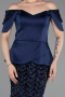 Robe de Soirée Longue Squameuse Bleu Marine ABU6243