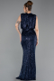 Robe de Soirée Longue Squameuse Bleu Marine ABU2752